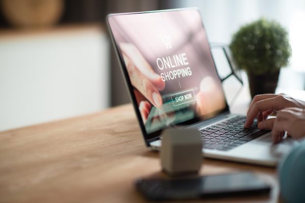 E-commerce and online shopping concept, Woman hand using laptop